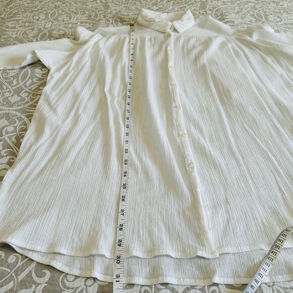 Urban Outfitters Button Up Blouse Women Medium White Cotton Feminine Comfy Boho - Picture 7 of 15